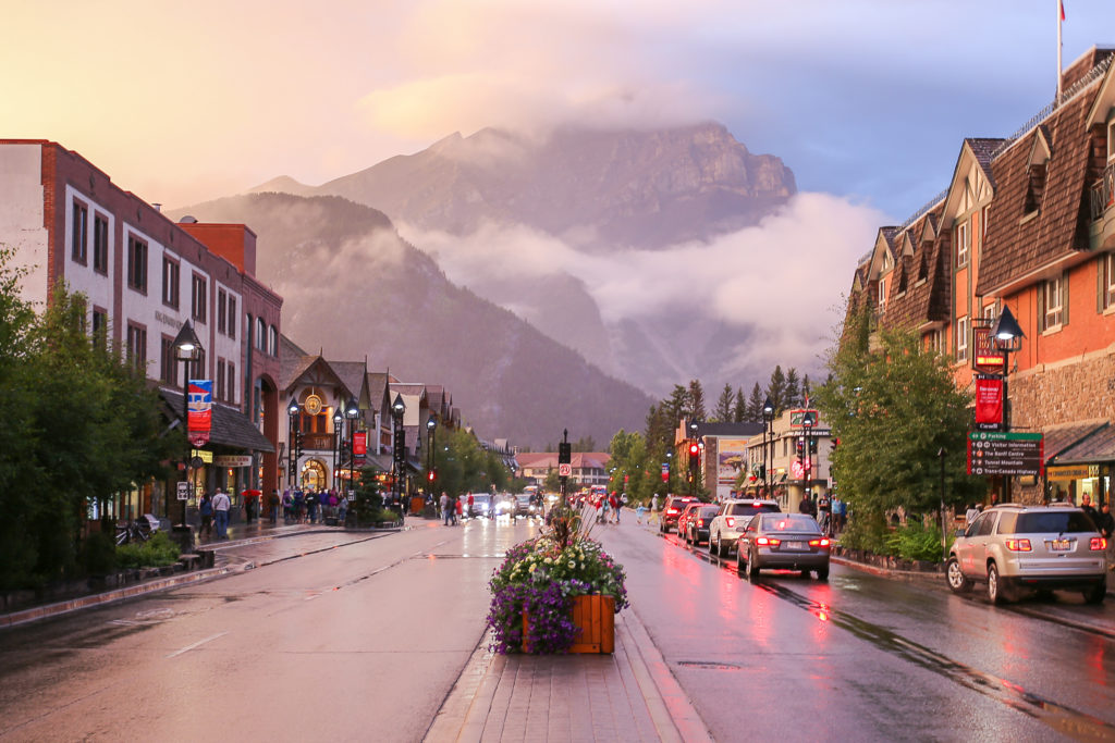 Downtown Street View of Banff, Alberta, Canada