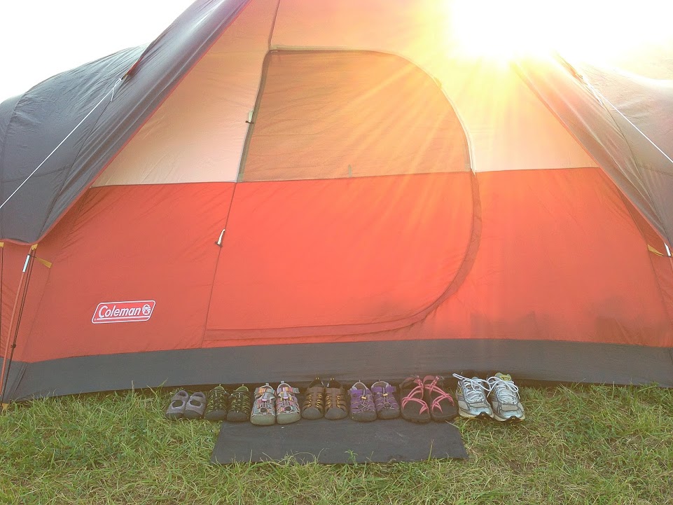Shoes outside of tent
