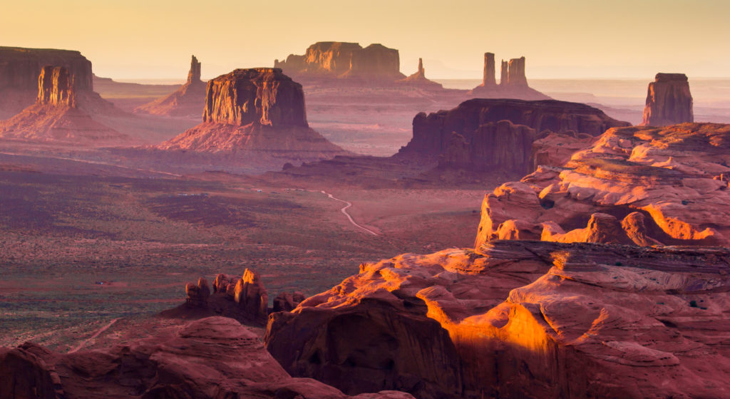 Sunset at The Hunt's Mesa in Monument Valley