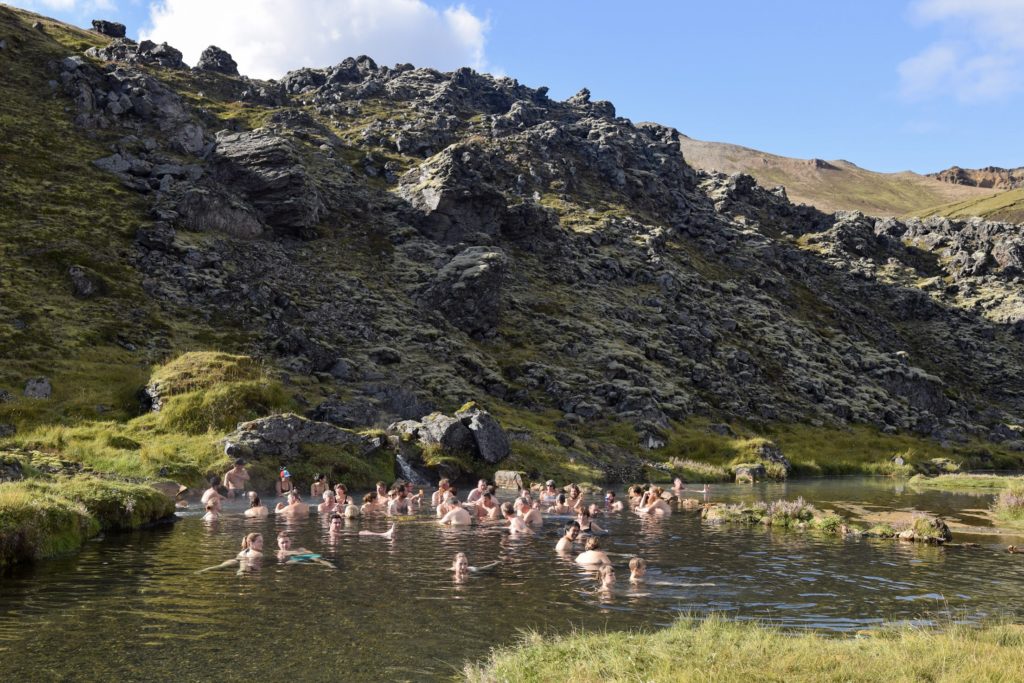 Natural hot springs in Landmannalaugar, Iceland
