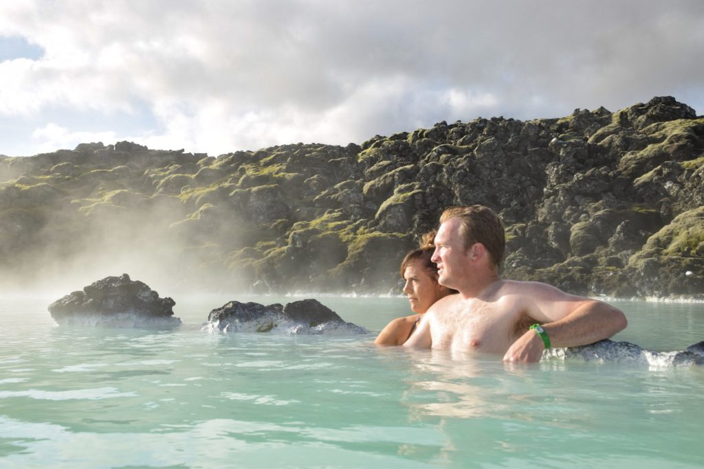 Couple relaxing in Blue Lagoon, Iceland