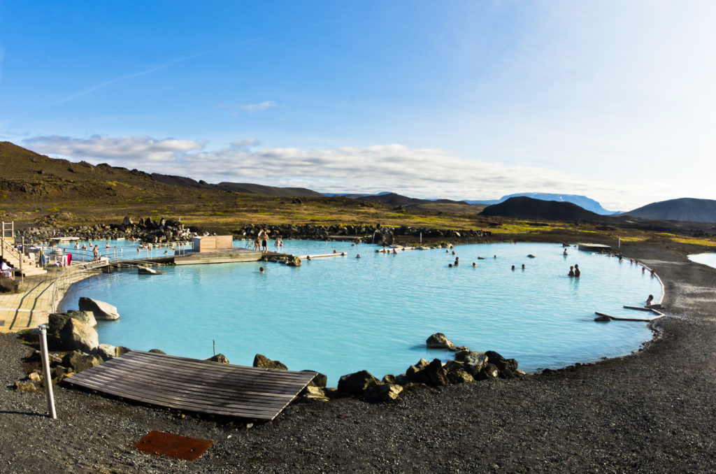 Jardbodin natural baths with geothermal spring near lake Myvatn, north Iceland