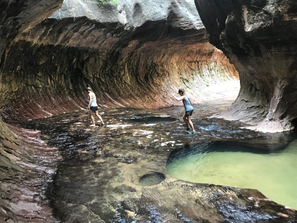 Hiking in The Subway at Zion National Park, Utah