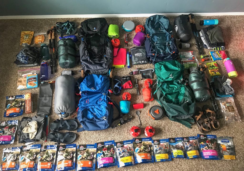 Outdoor gear for backpacking trip