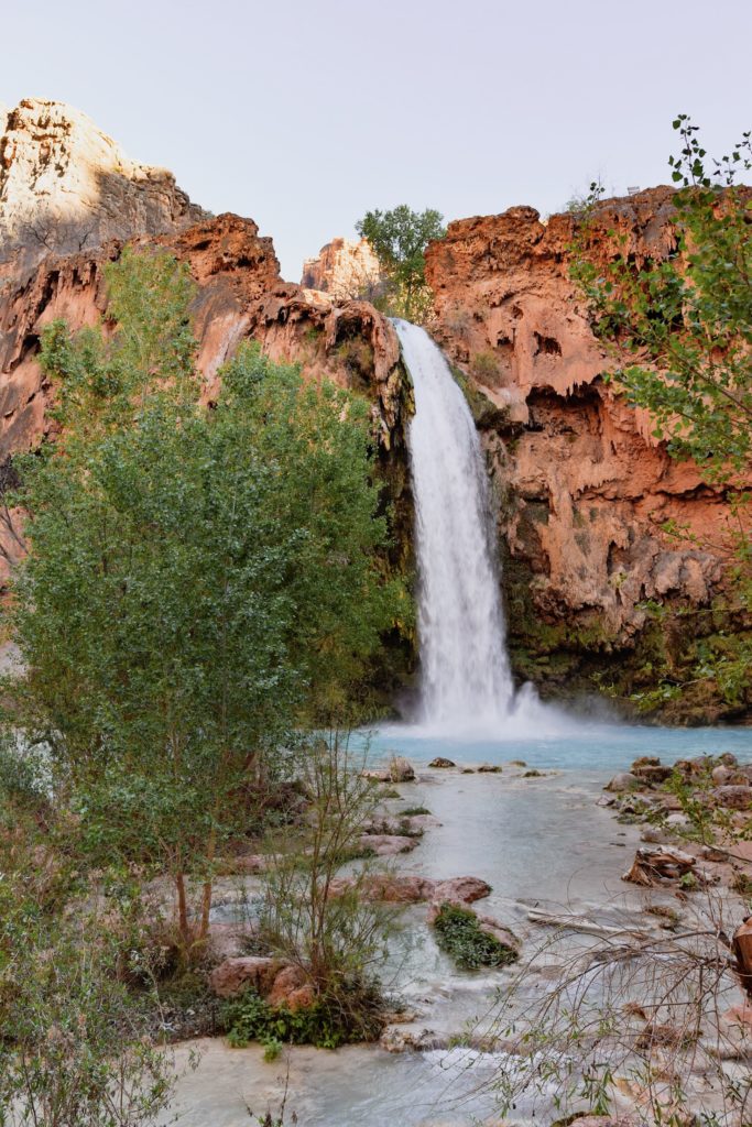 A view of Havasu Falls from the creek, Havasupai, Arizona
