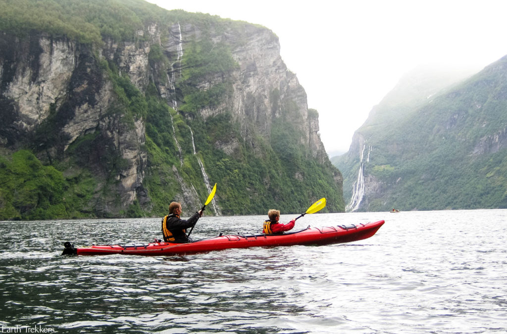 Kayaking in Geirangerfjord fjord, Norway