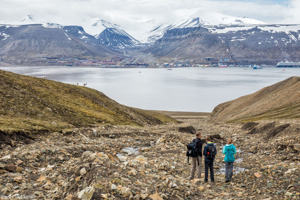 View across Adventfjord to Longyearbyen, Norway