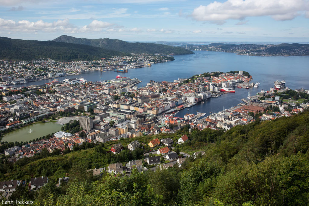 Aerial view of the town of Bergen, Norway