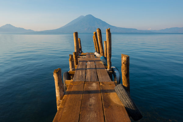 Sunrise along the Atitlan lake near Panajachel, Guatemala