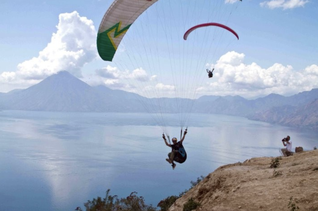 Paragliding above Lake Atitlan, Guatemala
