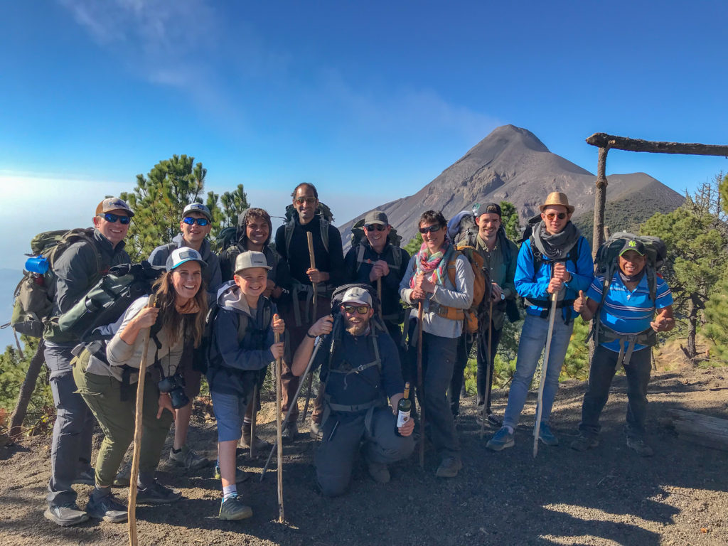 OX Expedition guides and group hiking on Acatenango, Guatemala