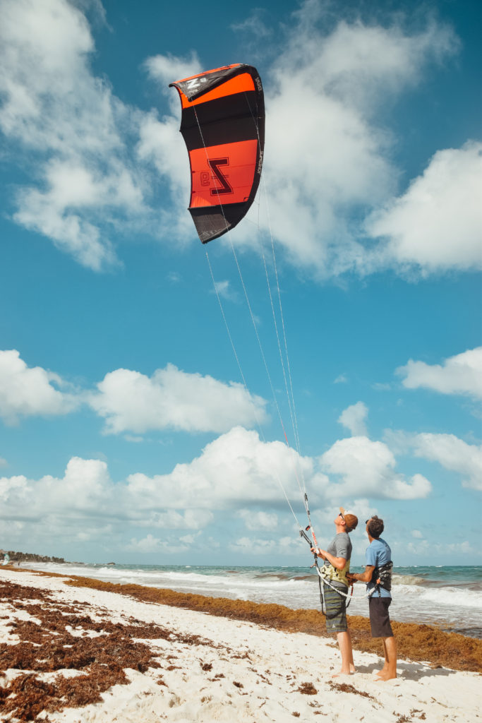 Learning to kitesurf in Tulum, Mexico
