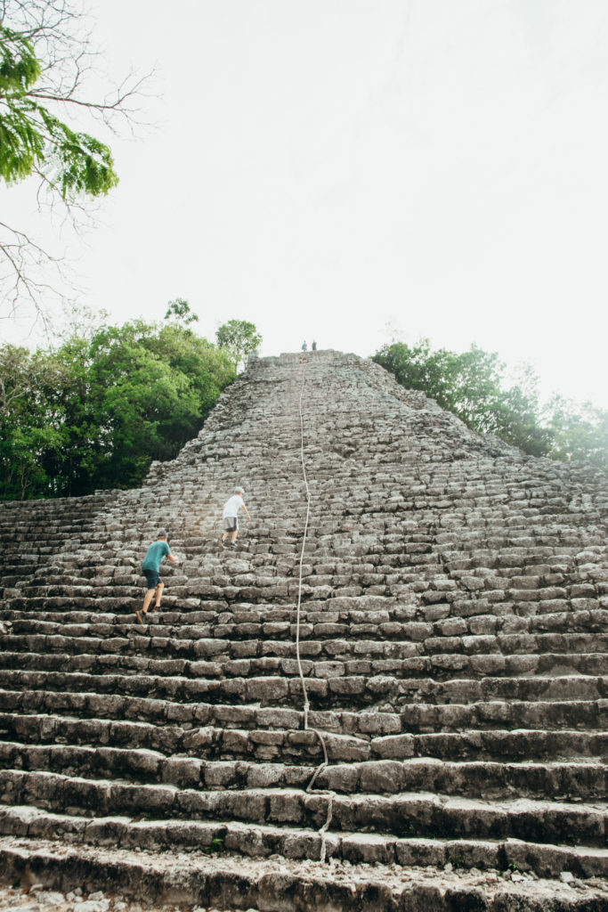 Kids climbing the Coba Mayan ruins, Mexico