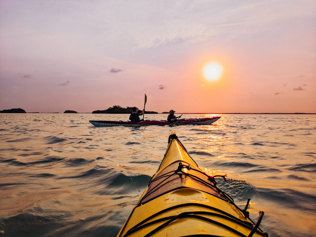 Sunset on a kayak at Sian Ka'an Biosphere Reserve, Mexico