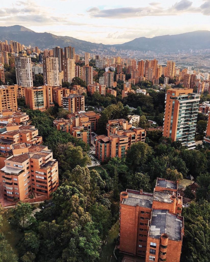 The Medellin skyline as seen from the tram, Colombia