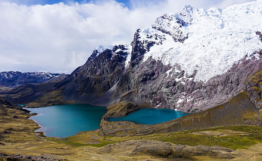 The glacial lakes near Ausangate, Peru