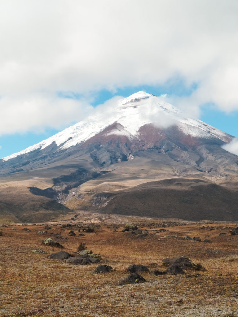 Cotopaxi volcano lies in Cotopaxi National Park, Ecuador