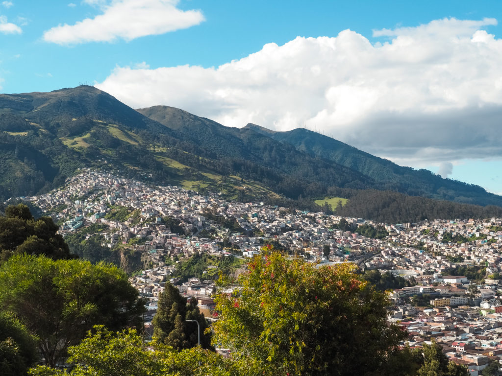 The foothills of the Andes Mountains in Quito, Ecuador